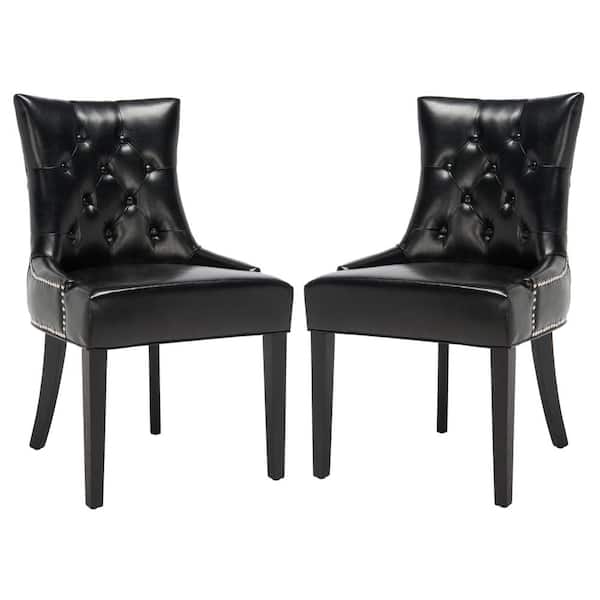 Safavieh Harlow Black/Espresso Bicast Leather Side Chair (Set of 2)