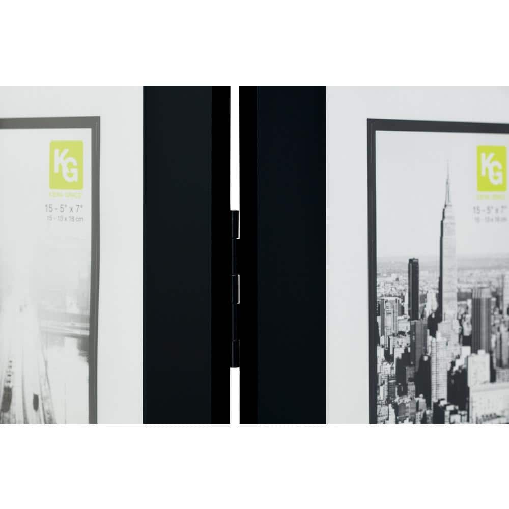 Black Wood Folding Photo Frame Room Divider, 64" Height