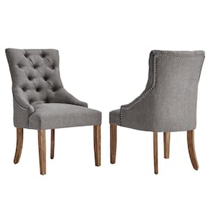 Marjorie Grey Linen Button Tufted Dining Chair (Set of 2)