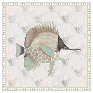 "Neutral Vintage Fish III" by Elizabeth Medley 1-Piece Floater Frame Giclee Animal Canvas Art Print 16 in. x 16 in.