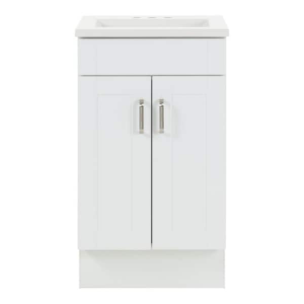 Glacier Bay Penford 19 in. W x 17 in. D x 33 in. H Single Sink Freestanding Bath Vanity in White with White Cultured Marble Top
