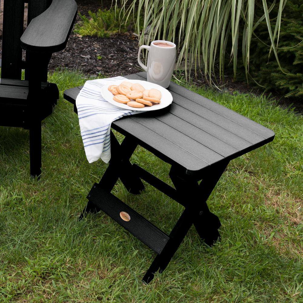 Compact Black High-Grade Poly Lumber Folding Adirondack Side Table