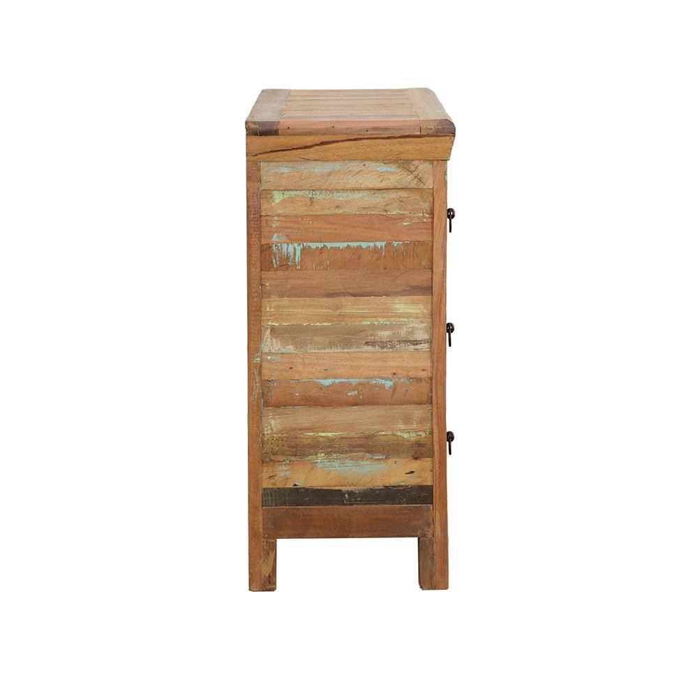 Rustic Reclaimed Wood 4-Drawer Accent Cabinet in Brown