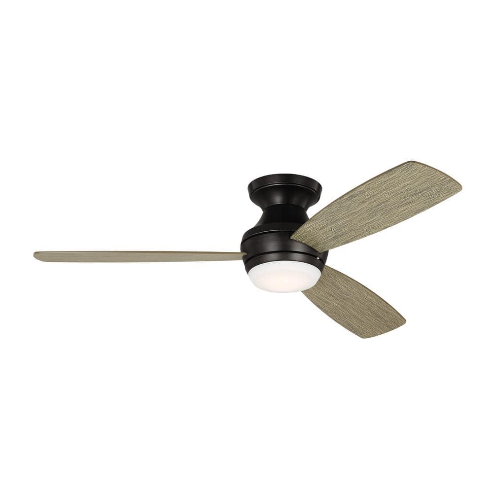 Ikon 52 in. Integrated LED Indoor Aged Pewter Hugger Ceiling Fan with Light Grey Weathered Oak Blades and Remote Control price history on PriceWatchPro