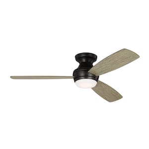 Ikon 52 in. Integrated LED Indoor Aged Pewter Hugger Ceiling Fan with Light Grey Weathered Oak Blades and Remote Control