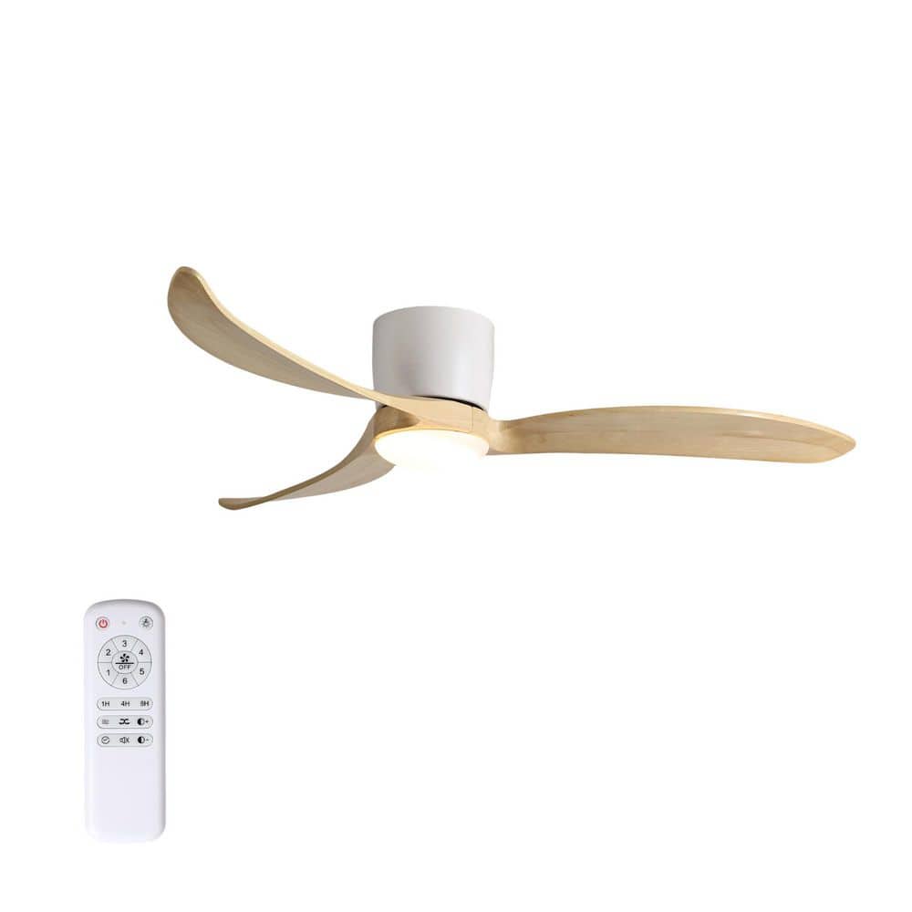 52 in. White Indoor Ceiling Fan with LED Light and Wood Blades, Reversible Ceiling Fan for Patio Living Room price history on PriceWatchPro