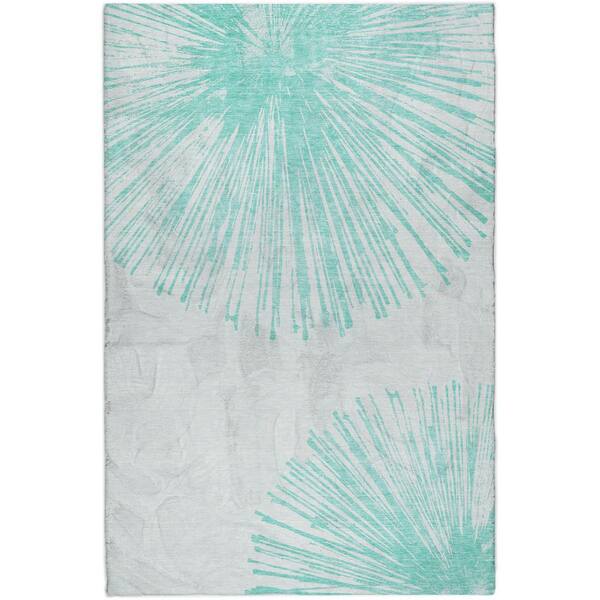 Dream Shag Premium Machine Washable Abstract ADS642 Teal 9 ft. x 12 ft. Area Rug