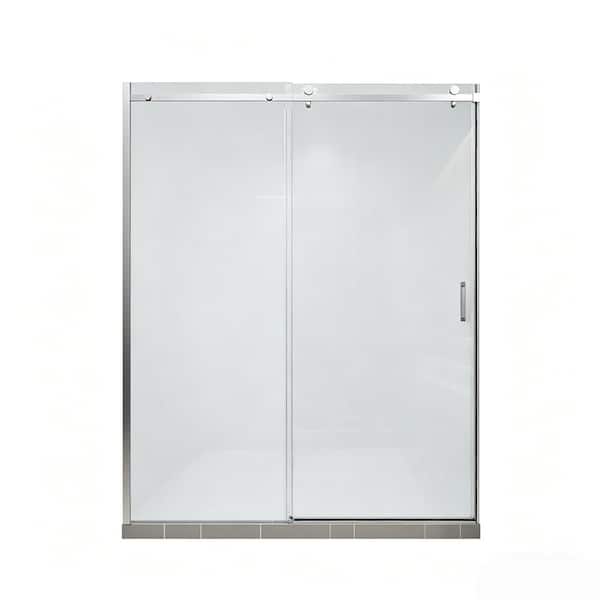 56-60 in. W x 74 in. H Frameless Single Sliding Shower Door, 8 mm. SGCC Tempered Glass, Chrome