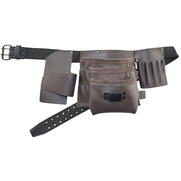 Apron In Top Grain Leather With Nylon Belt Electricians Tool Pouch 