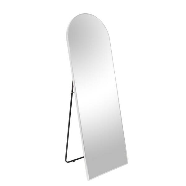 Tradrou White 22 in. W x 65 in. H Rectangle Glass Full-Length Framed Mirror