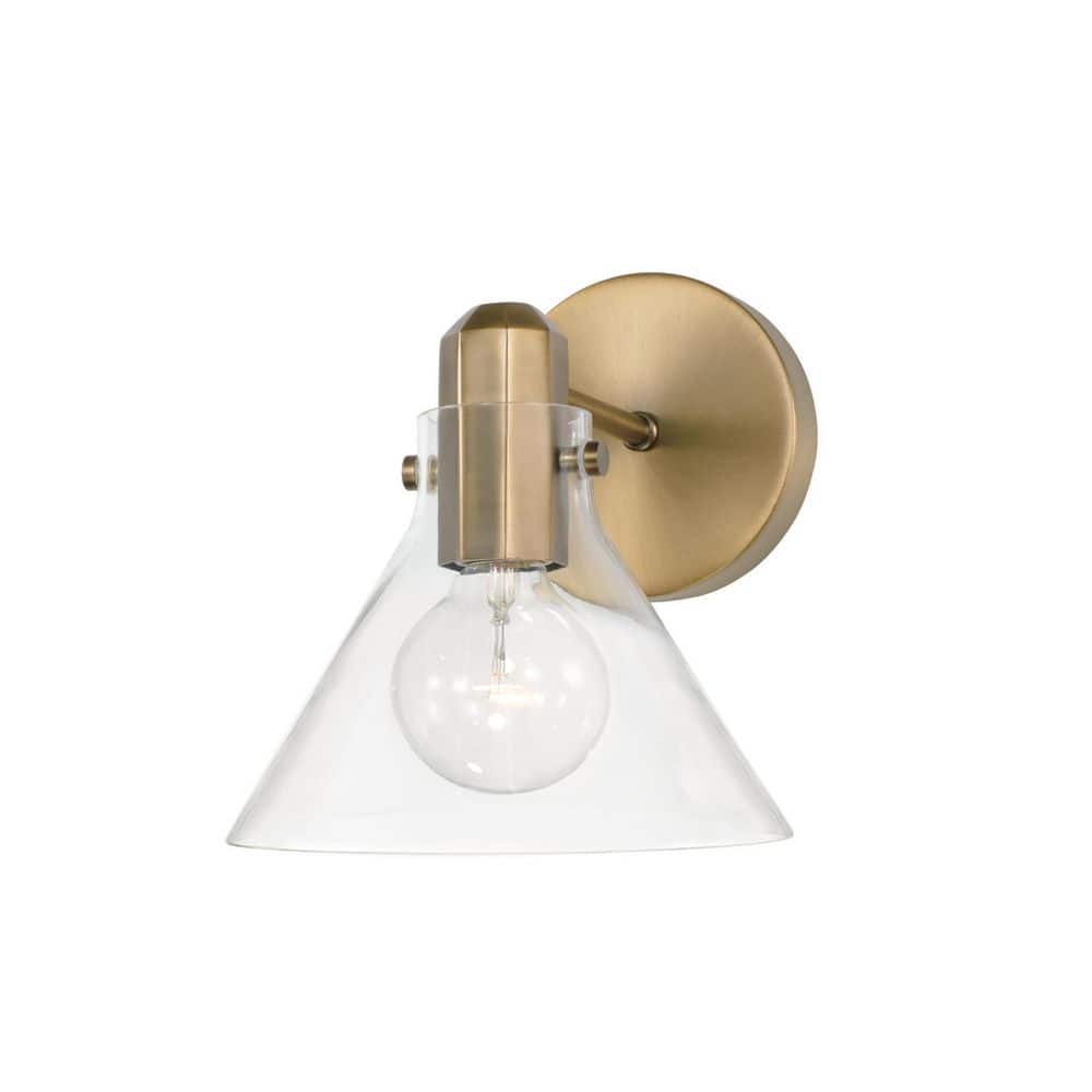 Greer 8 in. 1-Light Aged Brass Sconce with Clear Glass price history on PriceWatchPro
