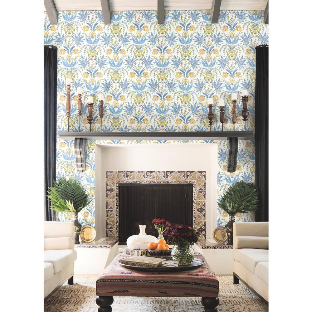 Seaside Jacobean Floral Pre-pasted Removable Wallpaper