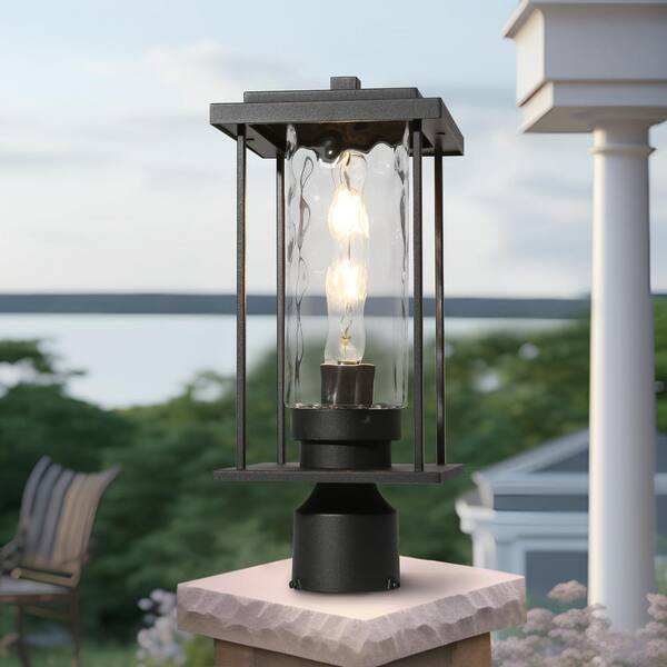 LNC Modern 1Light Black Metal Post Light Hardwired Outdoor Weather