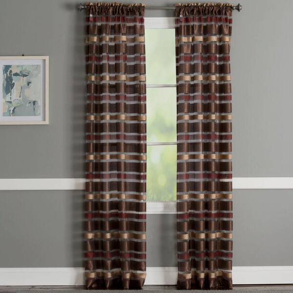 Natco Dylan Brick 52 in. W x 84 in. L Polyester Rod Pocket Light Filtering Curtain Window Panel