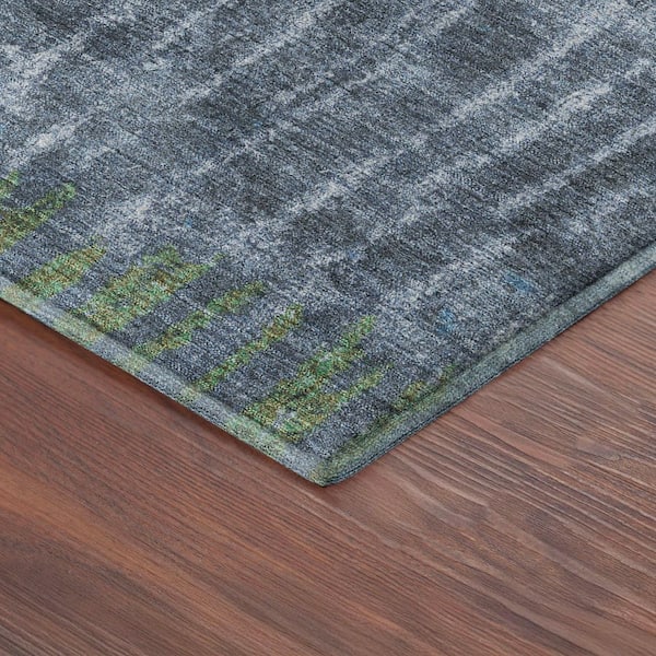 Mayfield Premium Machine Washable Abstract AMF2406 Blue 3 ft. x 5 ft. Area Rug