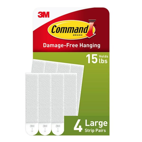 Command Damage Free Large Picture Hanging Strips for Wall Decor, 15 lb Weight Capacity, 4 Pack