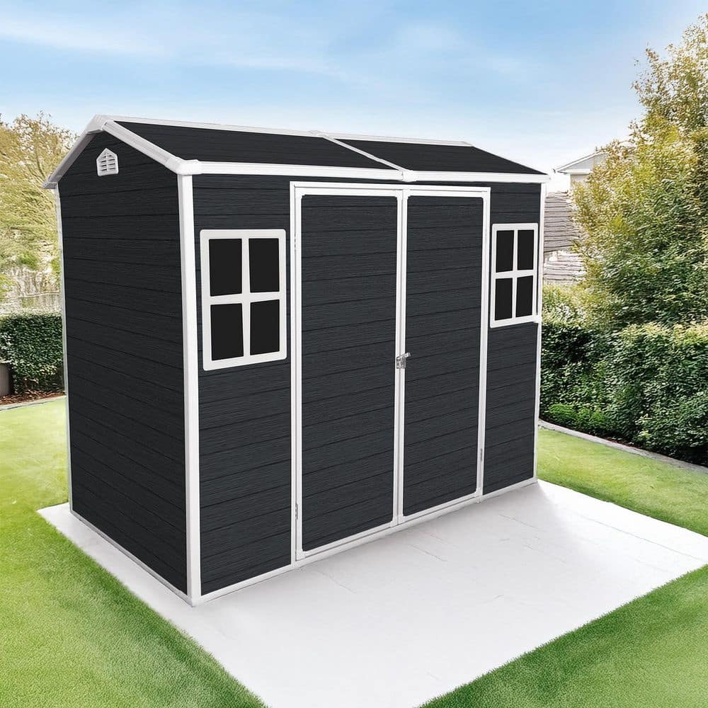8 ft. x 4 ft. Outdoor Resin Garden Storage Shed, Covered Area 32 sq. ft., w