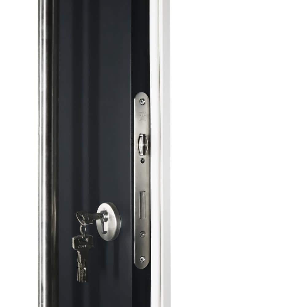 Aura Anthracite Zinc-Galvanized Steel Front Door with Frosted Glass