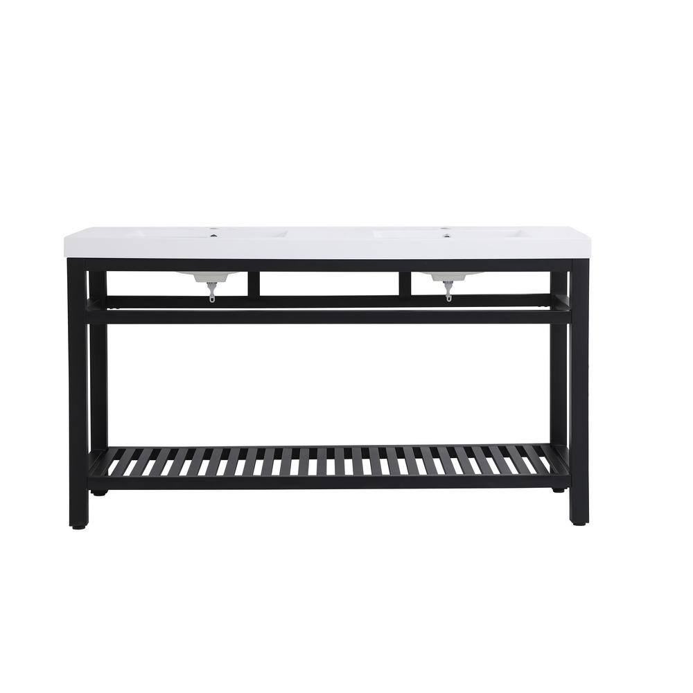 Timeless Home 60 in. W x 22 in. D x 34 in. H Double Bathroom Vanity in Blac