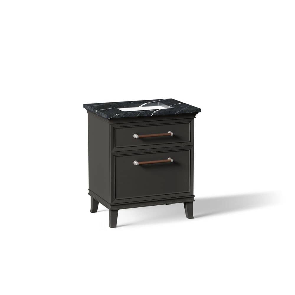 Artifacts 30 in. Freestanding Carbon Oak Bath Vanity with Black Eternal Marquina Quartz Top and Nickel Hardware price history on PriceWatchPro