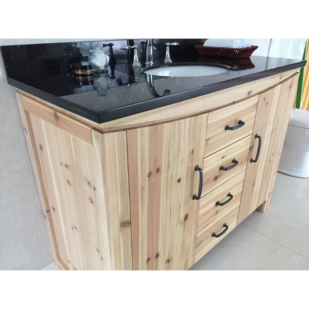 48'' Natural Fir Single Vanity with Black Granite Top