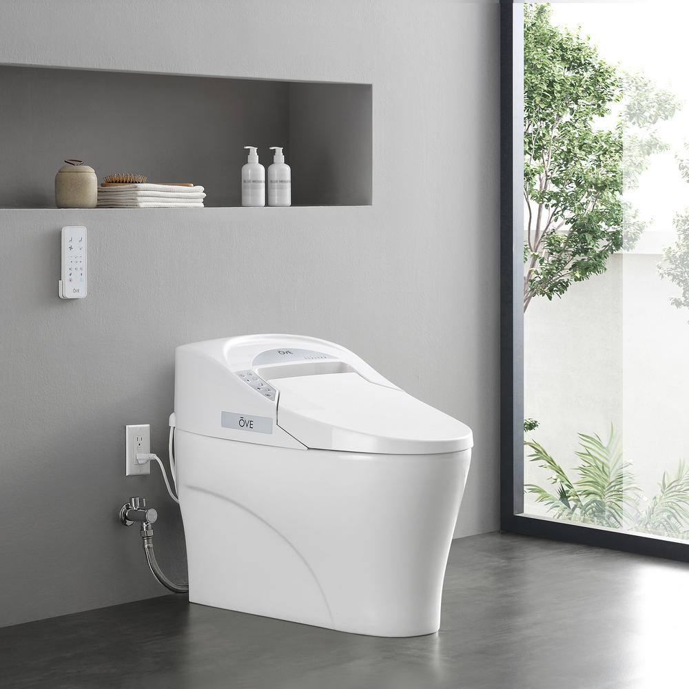 White High Efficiency One-Piece Smart Bidet Toilet with Remote Control