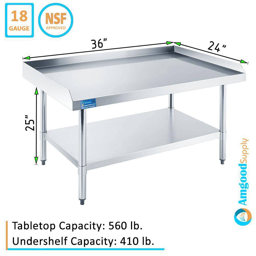 Heavy Duty Stainless Steel Equipment Stand with Undershelf, 36" Length