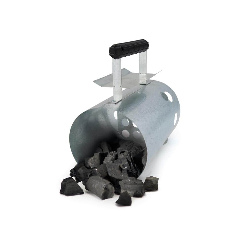GrillPro Silver Metal Charcoal Chimney Starter with Black Handle