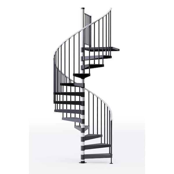 Mylen STAIRS Reroute Prime Interior 60in Diameter, Fits Height 127.5in - 142.5in, 1 42in Tall Platform Rail Spiral Staircase Kit