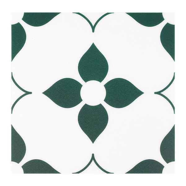 7.87" x 7.87" x 0.03" Vinyl Peel and Stick Backsplash Tile for Kitchen, Shelf-Adhesive Wall Stickers, Green (10-Pack)