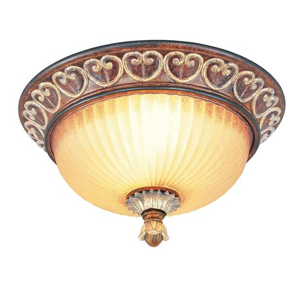 Livex Lighting Providence 2 Light Verona Bronze with Aged Gold Leaf Accents Incandescent Flushmount