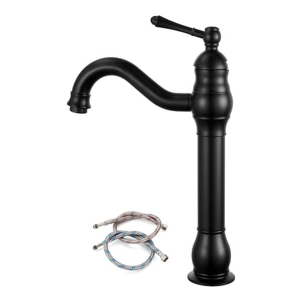 Unbranded Single Handle Single Hole Bathroom Faucet with Hose Included in Matte Black