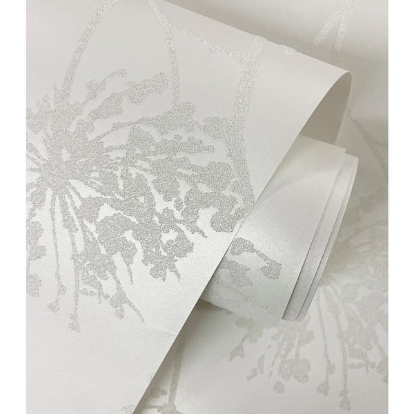 Chardonnay Glass Beaded Wild Grass Paper Unpasted Nonwoven Wallpaper Roll 57.5 sq. ft.