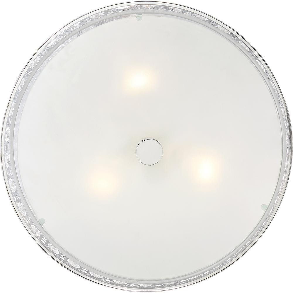 Polished Chrome Drum Semi-Flush Mount Light with Crystal Accents