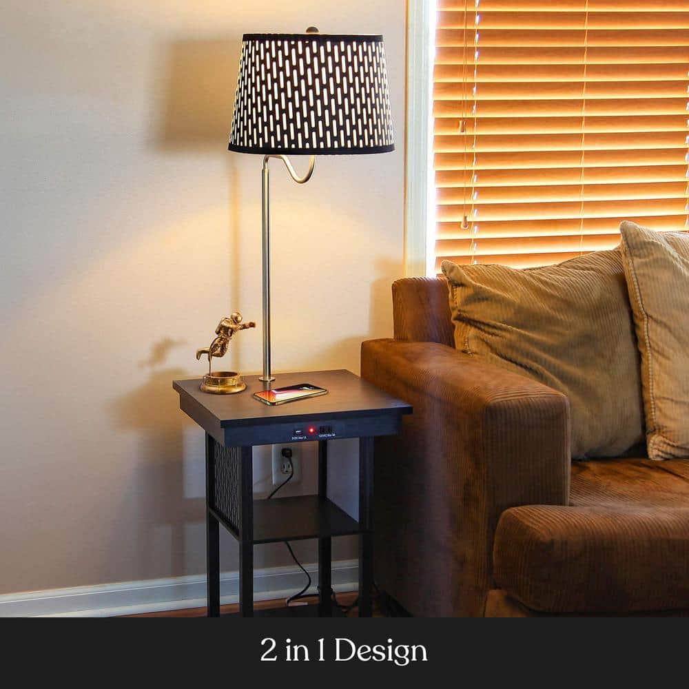 Black Adjustable LED Lamp with Wireless Charging Pad