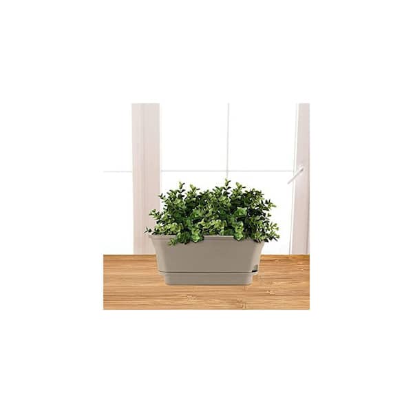 Misopily 15 in. L x 6.3 in. W x 6.5 in. H Brown Indoor Outdoor Plastic Self Watering Rectangle Windowsill Planter 4-Pack