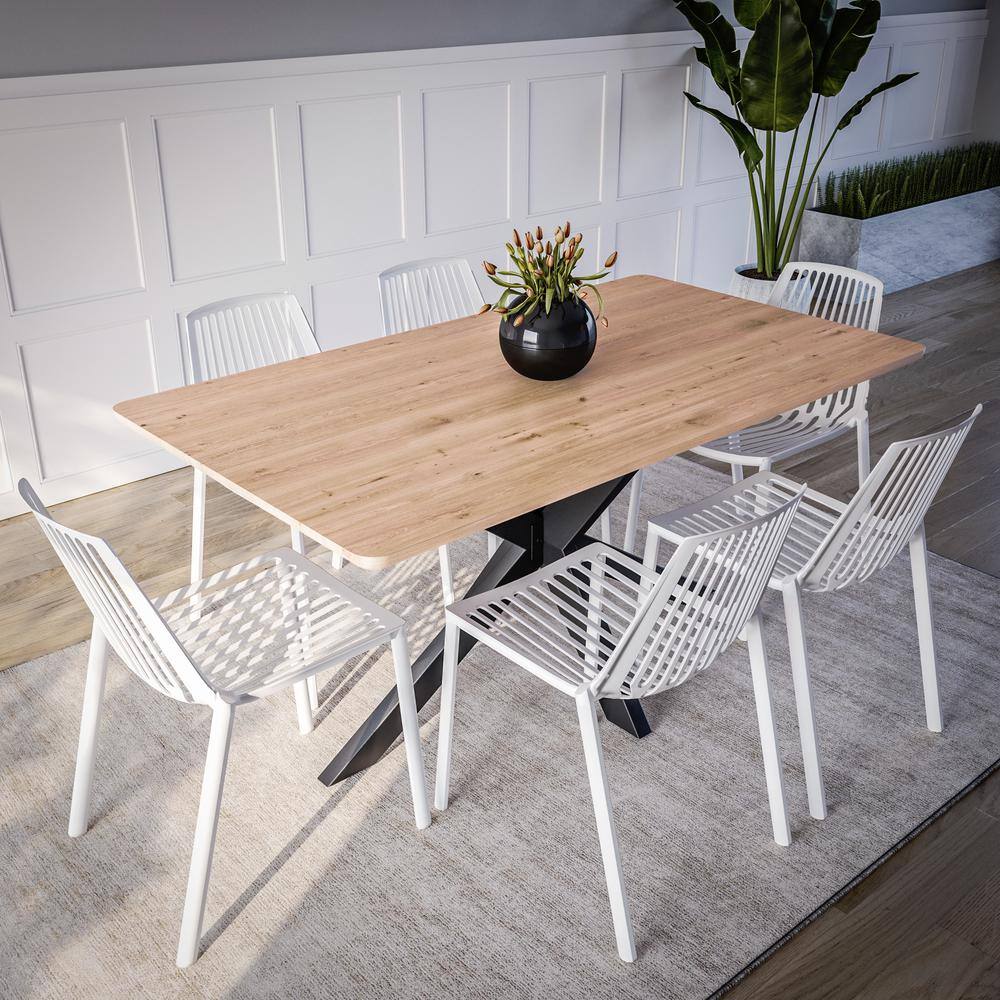White Metal Stackable Modern Side Chair Set