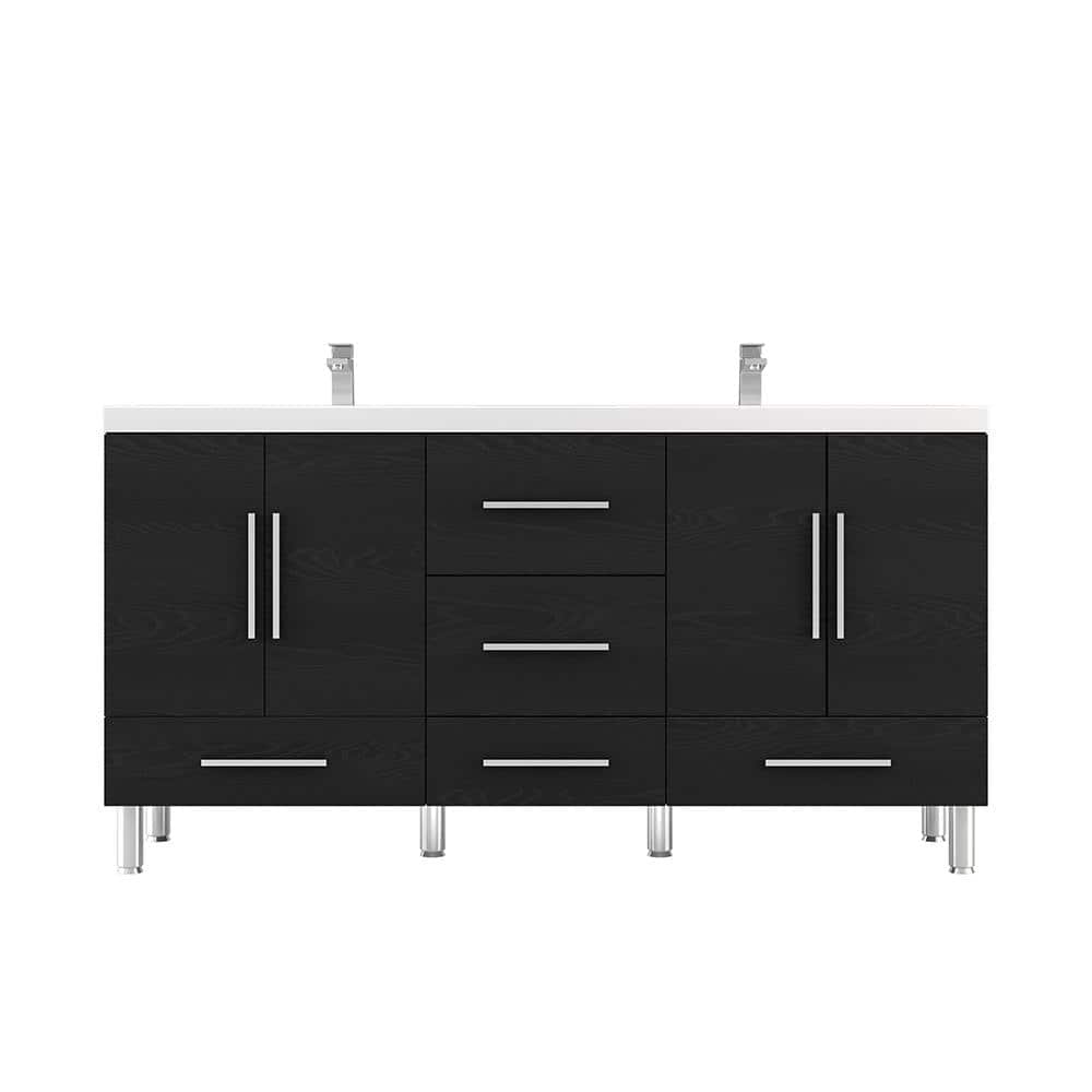 Ripley 67 in. W x 19 in. D x 36 in. H Vanity in Black with Acrylic Vanity T