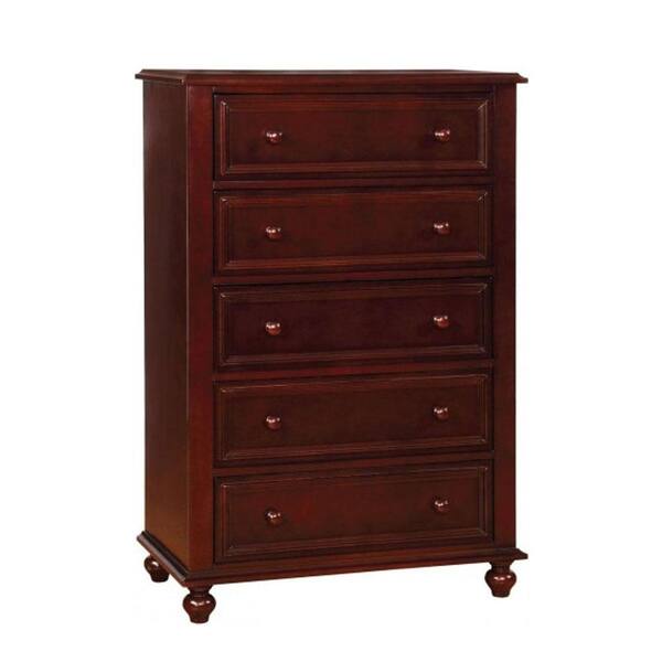 William's Home Furnishing Olivia 5-Drawers Dark Walnut Traditional Style Chest