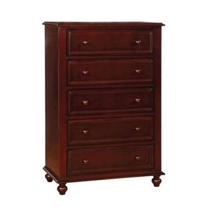 Olivia 5-Drawers Dark Walnut Chest of Drawer 50 in. H x 32 in. W x 17 in. D