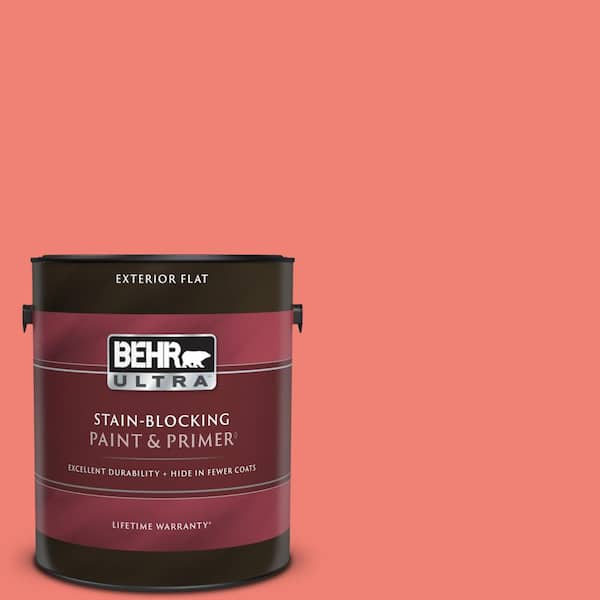 BEHR ULTRA 1 gal. #170B-5 Youthful Coral Flat Exterior Paint & Primer