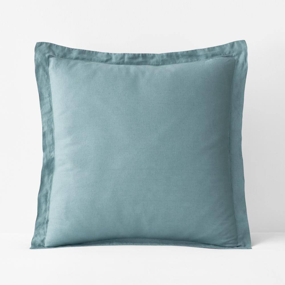 The Company Store Legends Hotel Teal Relaxed Linen Euro Sham 50548FE