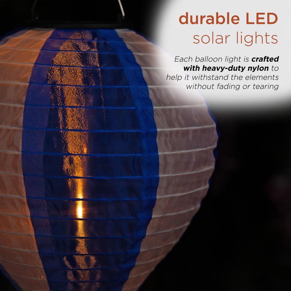 Solar Blue and White Hot Air Balloon LED Light