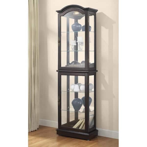JENLEA INC Floor Standing Walnut Lighted Curio Cabinet
