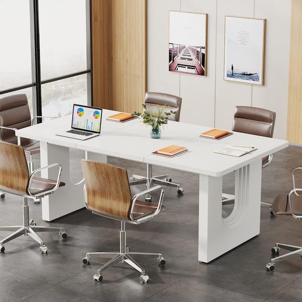 BYBLIGHT 70.9 in. Rectangular White Engineered Wood Modern