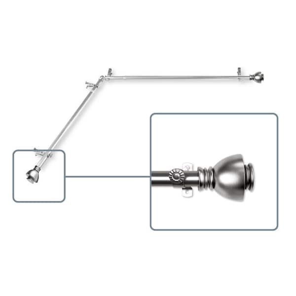 Unbranded 28 in. to 48 in. Adjustable 13/16 in. Corner Window Curtain Rod in Satin Nickel with Friedman Finials