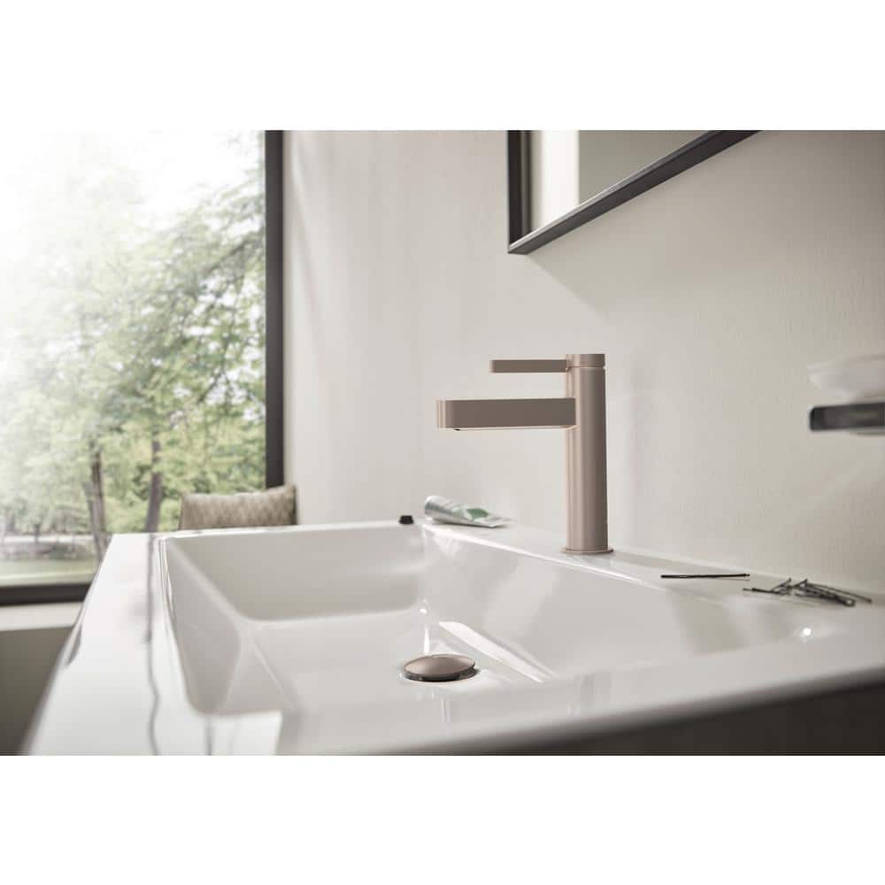 Modern Brushed Nickel Single-Hole Bathroom Faucet with Ceramic Disc Valve