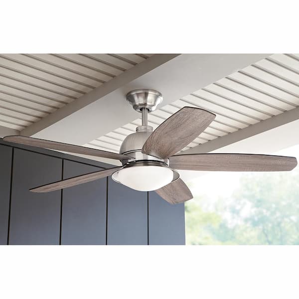 Ackerly 52 in. Indoor/Covered Outdoor LED Brushed Nickel Ceiling Fan with Light Kit and Remote Control