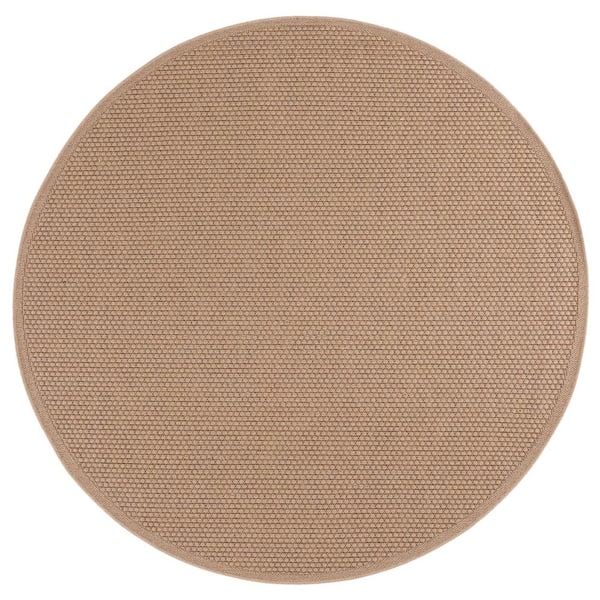 Atrium Sisal Beige 7 ft. x 7 ft. Geometric Solid Indoor/Outdoor Round Area Rug