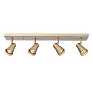 Modern 2 ft. Matte Brass Indoor Hard Wired Track Lighting Kit with Pivoting Shades Step Heads